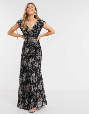 fashion sleeveless floral print maxi dress