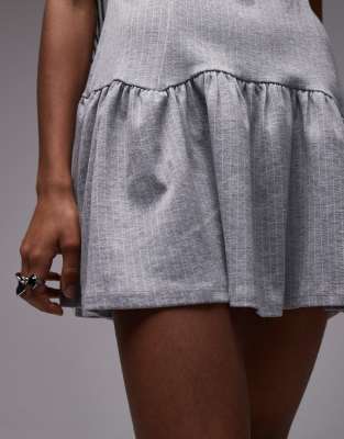 Asos Design Sleeveless Pleated Skirt Mini Dress In Gray