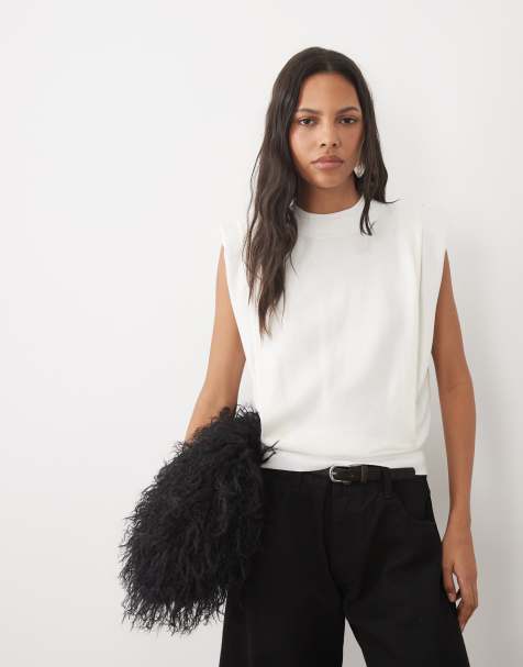 ASOS DESIGN sleeveless pleated tank top in cream - view 1