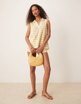 Asos Design Sleeveless Polo Collar Tank Top