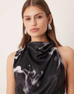 Asos Design Sleeveless Quarter Zip Maxi Dress In Multi