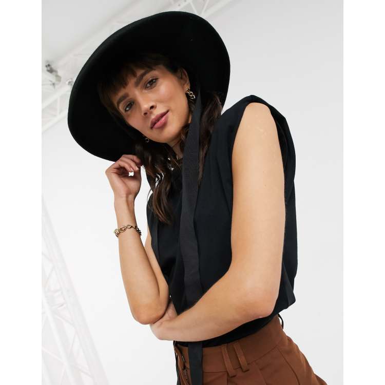 ASOS DESIGN sleeveless relaxed t shirt with shoulder pad in black ASOS