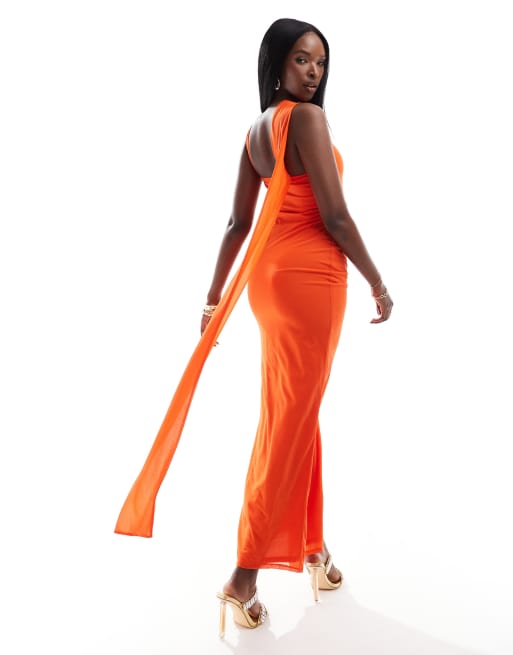 Asos orange midi dress best sale