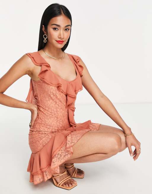 Rust orange lace dress sale