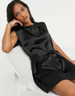 black silk shift dress