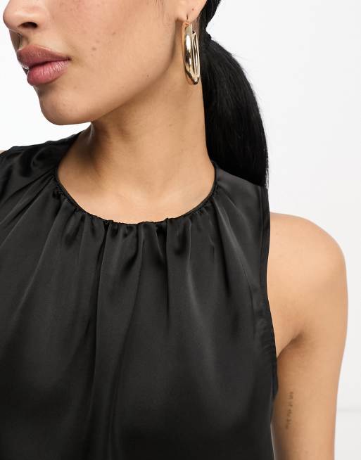 ASOS DESIGN wrap halter sleeveless top in black