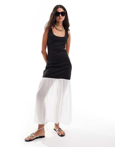 ASOS DESIGN sleeveless scoop back mono layer midi dress - view 1
