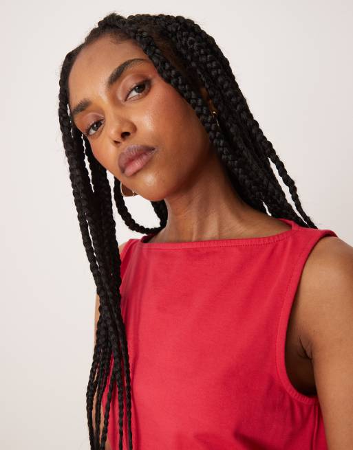 ASOS DESIGN sleeveless seam detail mini dress in red, 4 of 4