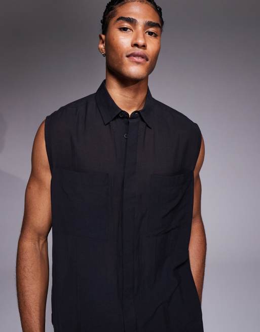 DRY SLEEVELESS T-SHIRTS　BLACK　シャルボン SLEEVELESS_TEE_COMB_NAVY_BACK_