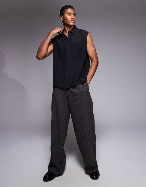 ASOS DESIGN sleeveless shirt in black | ASOS
