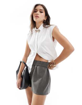 Asos Design Sleeveless Shirt In White