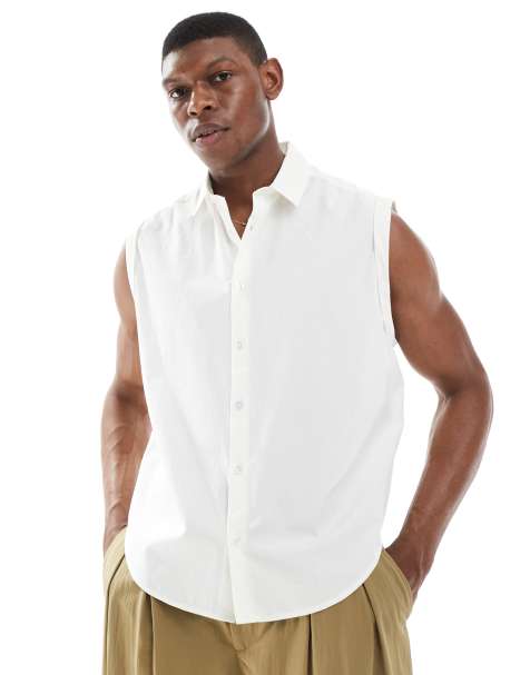 ASOS DESIGN sleeveless shirt in white - view 1