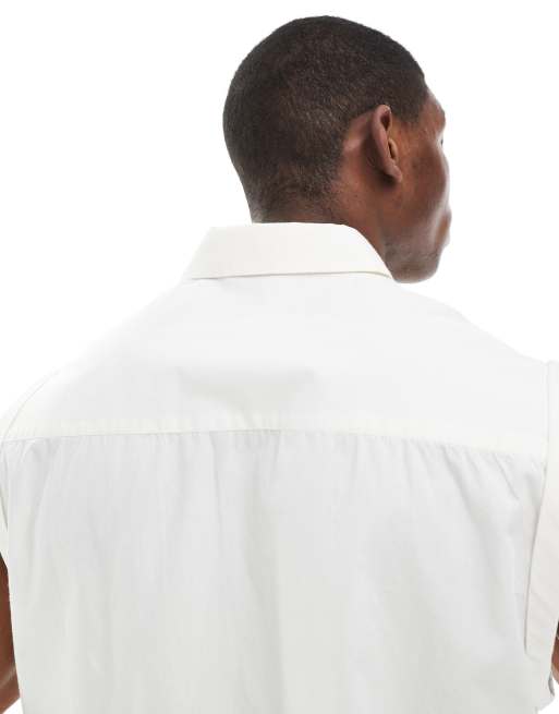 ASOS DESIGN sleeveless shirt in white, 3 of 4