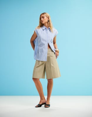 ASOS DESIGN sleeveless shirt with open tie back in stripe