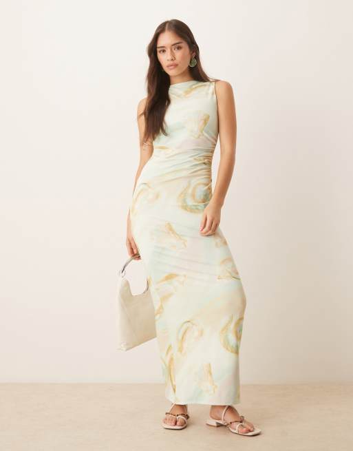 ASOS DESIGN sleeveless soft touch midi dress in shell print