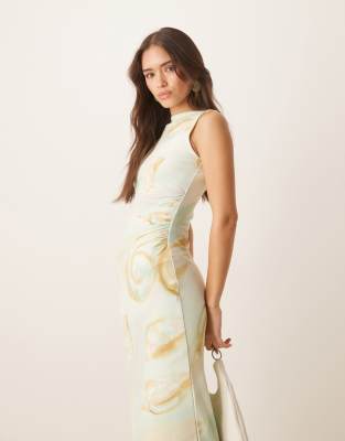 Asos Design Sleeveless Soft Touch Midi Dress In Green