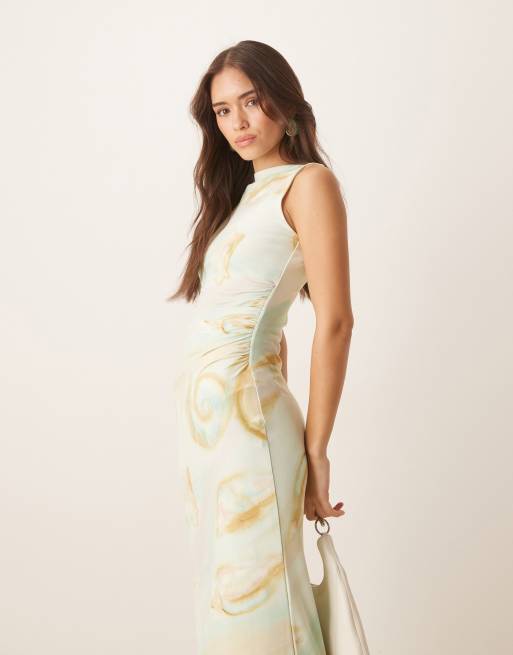 ASOS DESIGN sleeveless soft touch midi dress in shell print