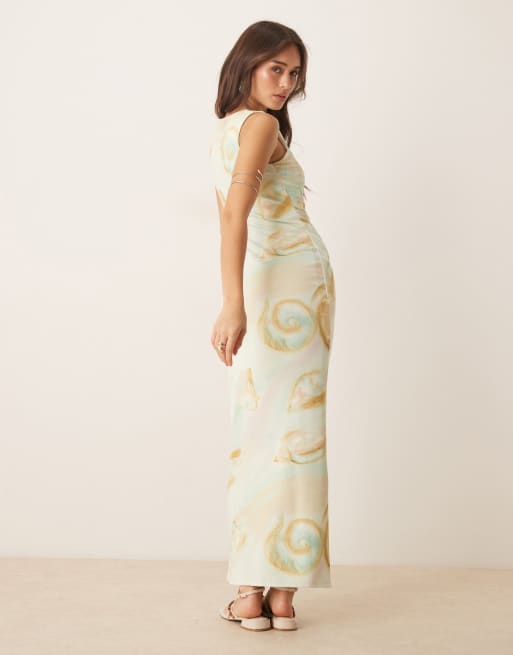 ASOS DESIGN sleeveless soft touch midi dress in shell print