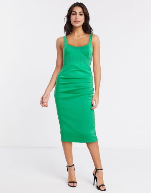 ASOS DESIGN sleeveless square neck midi dress with corsetry detail