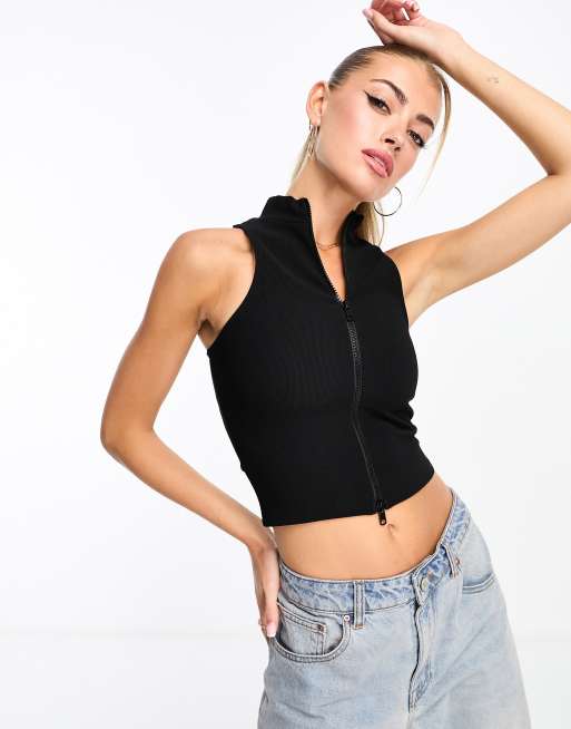 Zip up hotsell sleeveless top