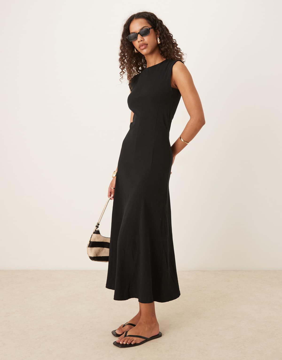 ASOS DESIGN sleeveless tennis midi dress in black