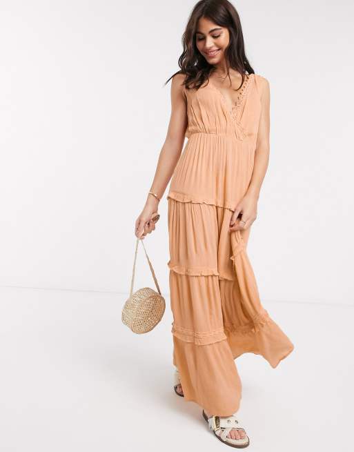 Asos peach outlet maxi dress