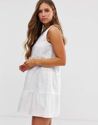 white layered smock dress