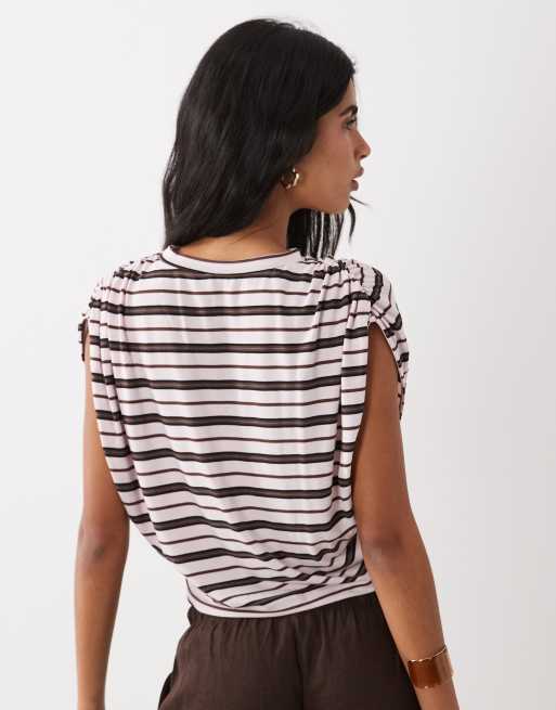 ASOS DESIGN sleeveless top in pink and brown stripe, 4 of 4