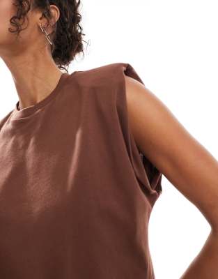 ASOS DESIGN SLEEVELESS SHOULDER PAD TOP