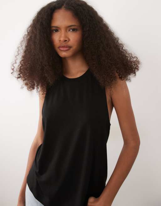 ASOS DESIGN sleeveless twist back t shirt top in black, 2 of 4