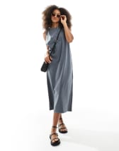 ASOS DESIGN sleeveless v-neck ribbed midaxi dress in black