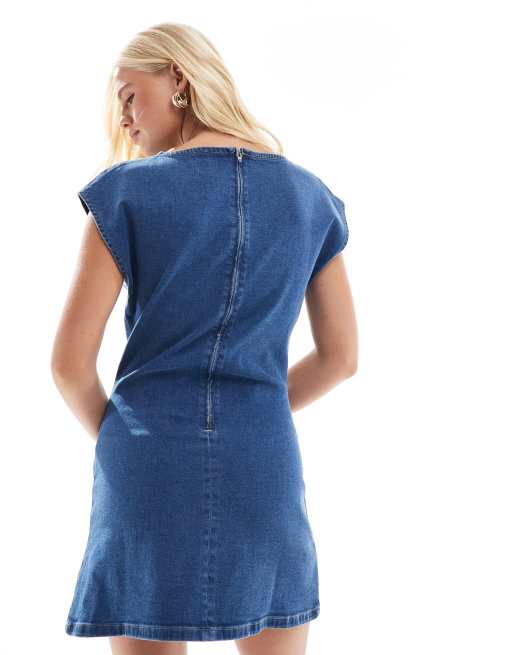 denim mini dress asos ASOS Design - Denim Halter Neck Mini Dress - Women - Cotton/Spandex - 0 US