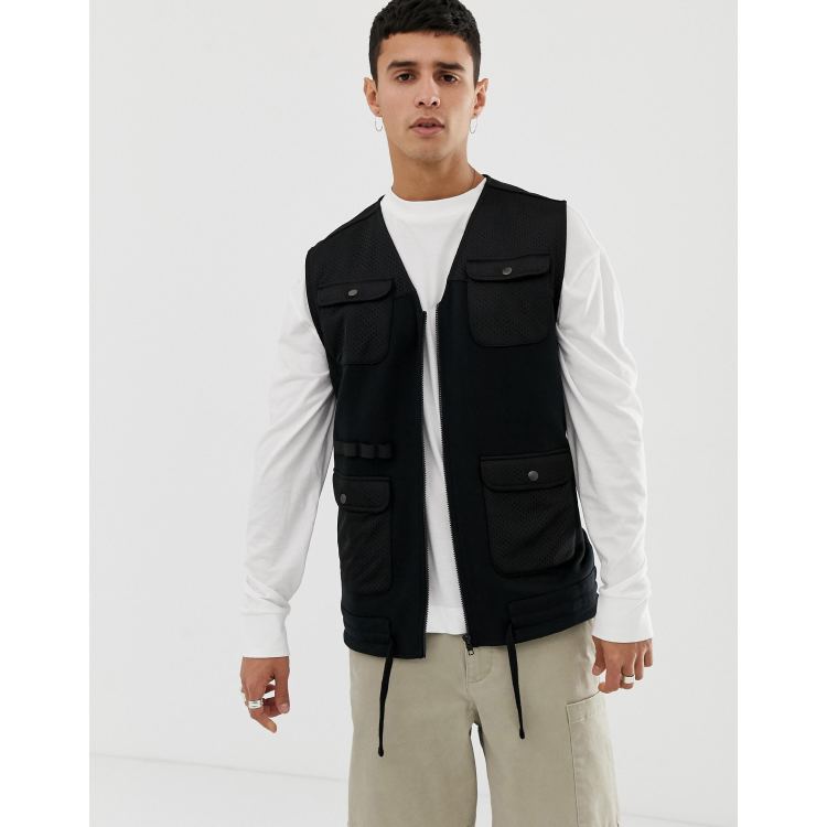 ASOS Cropped Utility Gilet in Black for Men