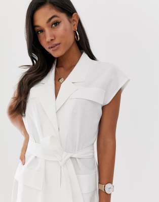 asos white linen dress