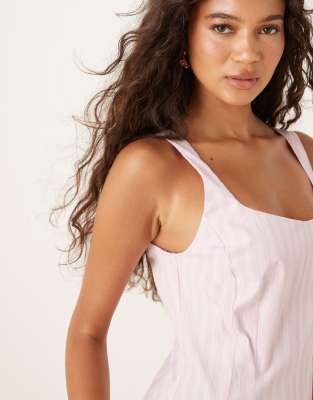 Asos Design Sleeveless Waisted Midi Dress In Pink