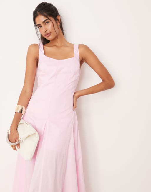 ASOS DESIGN sleeveless waisted midi dress in pink