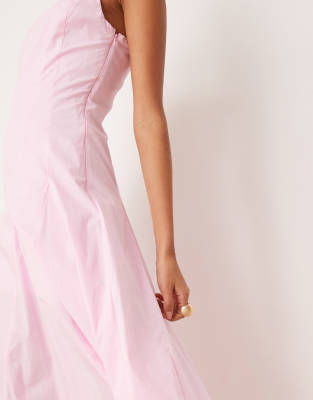 knee length dresses for ladies Asos Edition Embellished Gathered Waist Midi Dress In Pink