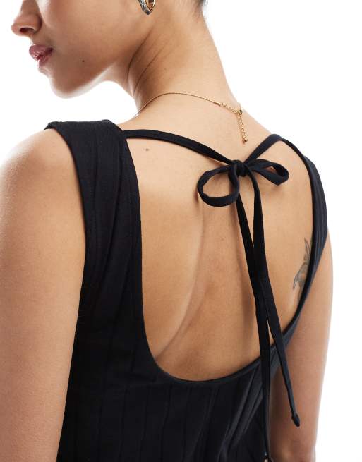 ASOS DESIGN sleeveless wide rib jumpsuit in black, 2 of 4