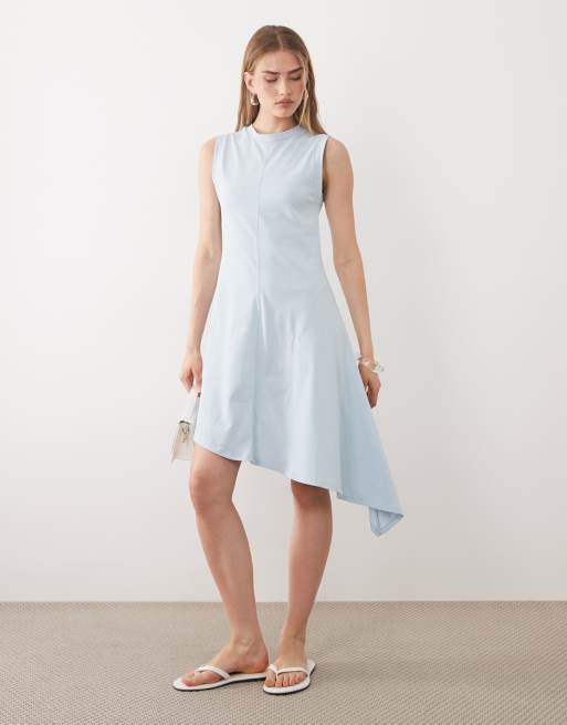 ASOS DESIGN sleeveless with asymmetric hem mini dress in white, 2 of 4
