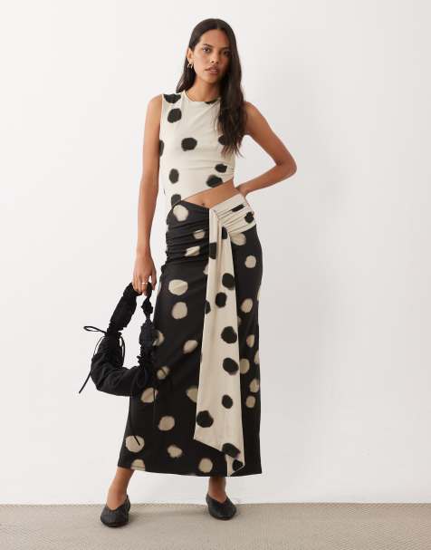 ASOS DESIGN sleeveless with cut out and ruching maxi dress in blurred spot print - view 1