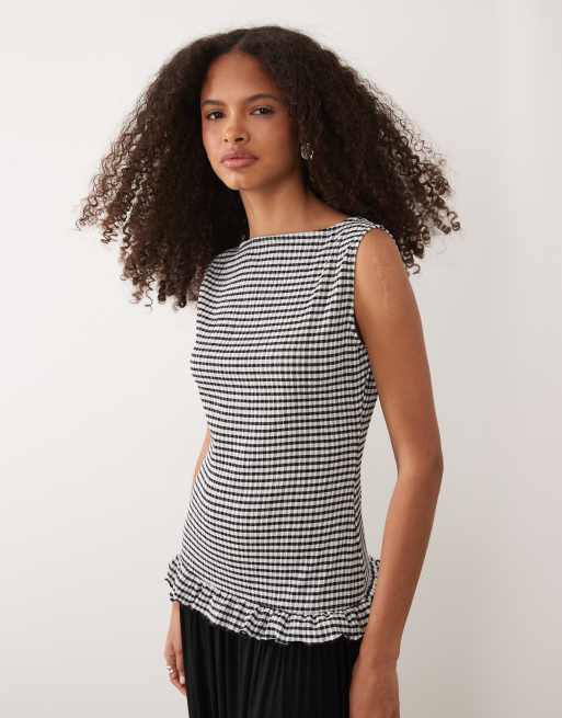 ASOS DESIGN sleeveless with dropped waist maxi dress in gingham print, 3 of 4