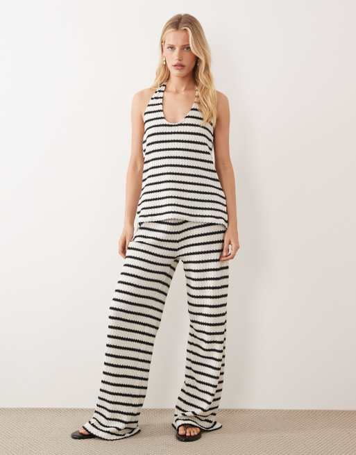 ASOS DESIGN sleeveless with v-neck top in mono stripe (part of a set), 2 of 4