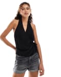 [ASOS DESIGN] ASOS DESIGN sleeveless wrap tie side top in black 14 black