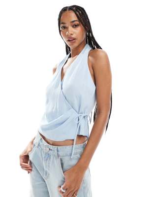 Asos Design Sleeveless Wrap Tie Side Top-multi