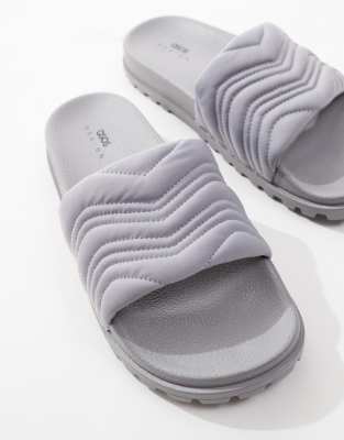 Asos Design Slide Sandals In Gray