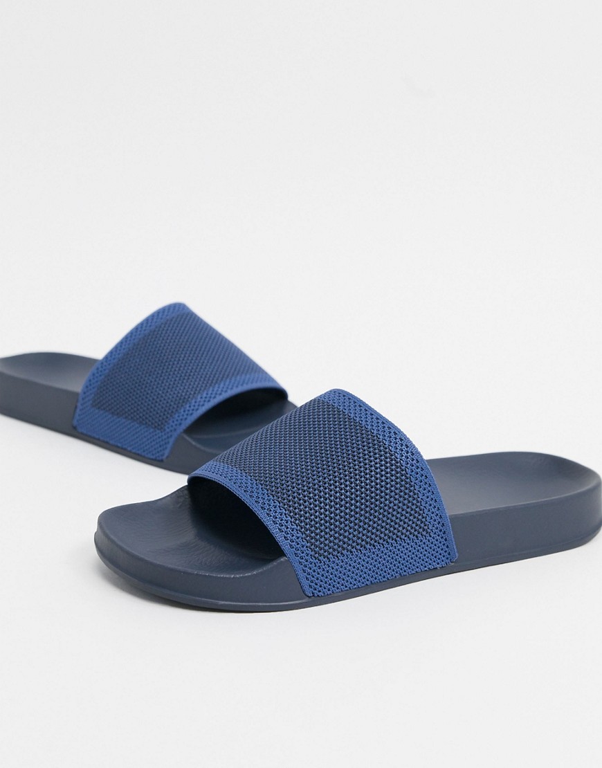 ASOS DESIGN - Slider con fascia in maglia blu navy