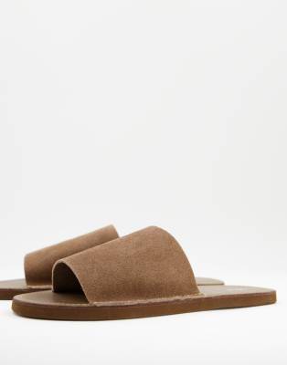 ASOS DESIGN slider in stone suede - ASOS Price Checker