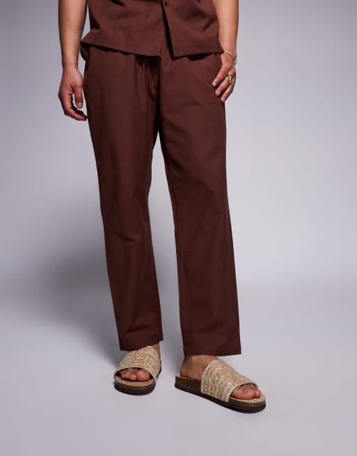 ASOS DESIGN slider sandals with woven strap in stone, 2 of 4