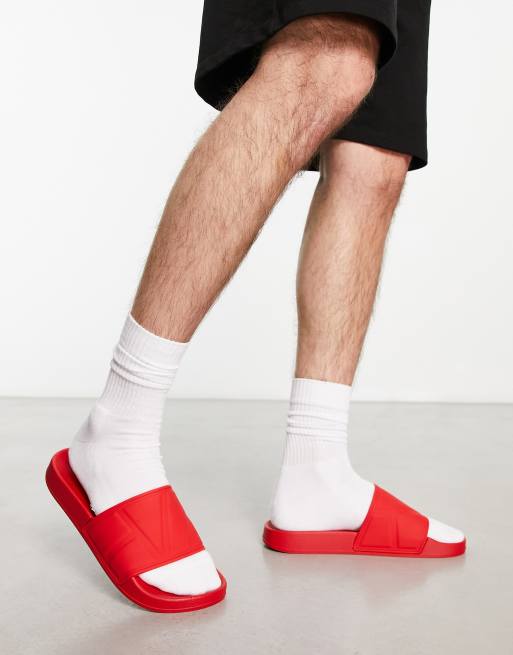 ASOS DESIGN sliders in red