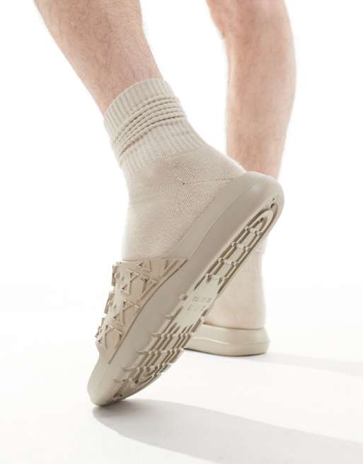 ASOS DESIGN slides in stone with embossed roman numerals, 3 of 4